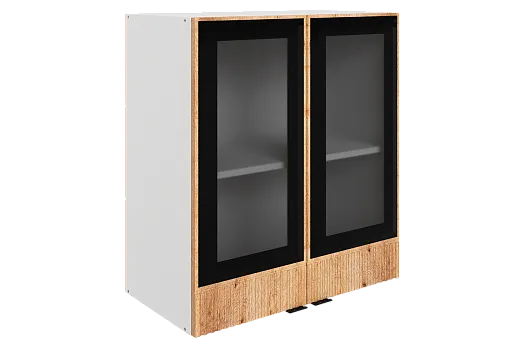 Бариста Шкаф навесной L600 Н720 (2 дв. рам.) (белый/дуб европейский матовый)