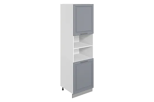 Мишель Шкаф-пенал L600 H2141 (2 дв. гл.) (эмаль) (белый/серый)