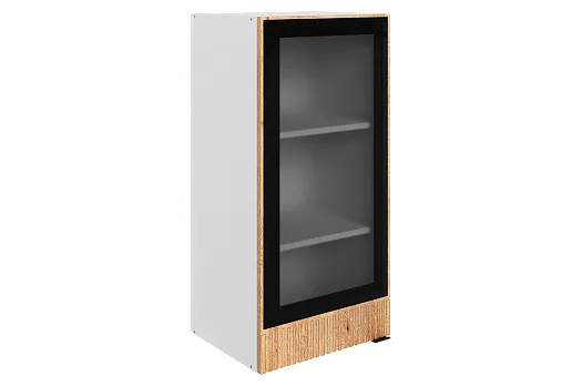 Бариста Шкаф навесной L400 Н900 (1 дв. рам.) (левый) (белый/дуб европейский матовый)