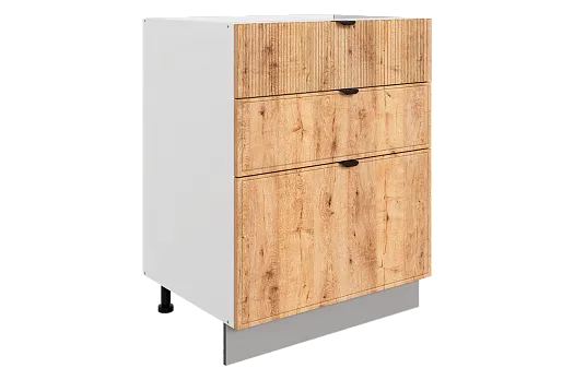 Бариста Шкаф рабочий L600 Старт (3 ящ.) (белый/дуб европейский матовый)