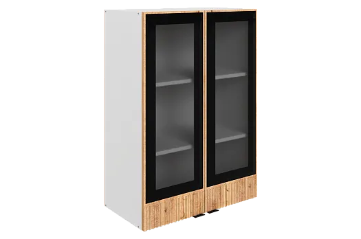 Бариста Шкаф навесной L600 Н900 (2 дв. рам.) (белый/дуб европейский матовый)