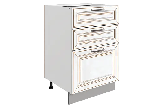 Атланта Шкаф рабочий L500 Старт (3 ящ.) (эмаль) (белый/белый глянец патина золото)