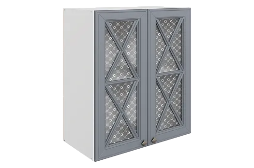 Мишель Шкаф навесной L600 Н720 (2 дв. крест.) (эмаль) (белый/серый)