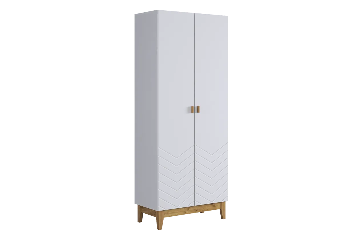 Шкаф двухдверный Хюгге (белое дерево/дуб крафт золотой/белый матовый)