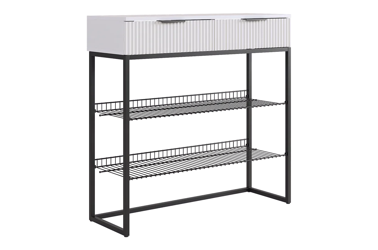 Обувница Классная 1 (белое дерево/белый матовый/черный муар)