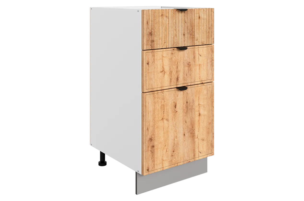 Бариста Шкаф рабочий L400 Старт (3 ящ.) (белый/дуб европейский матовый)