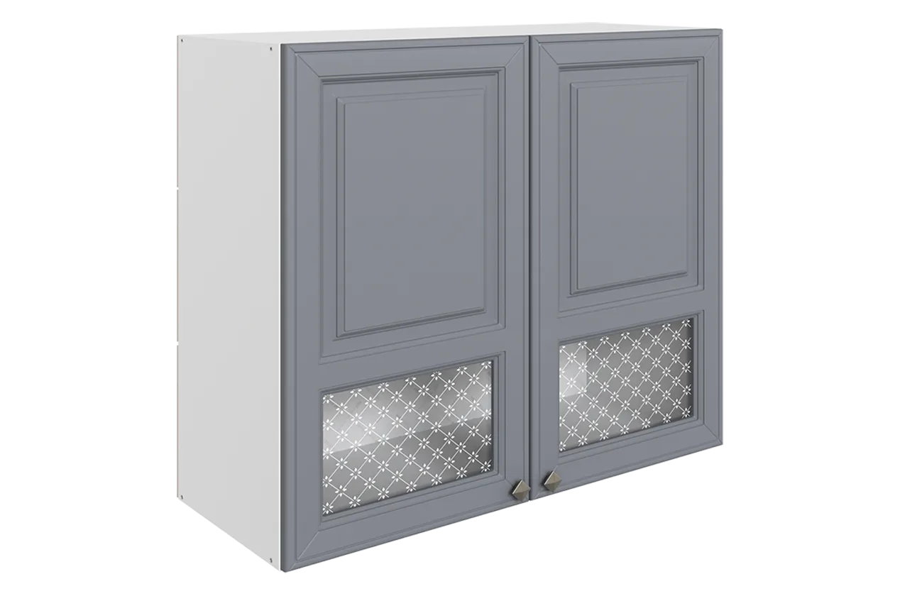 Мишель Шкаф навесной L800 Н720 (2 дв. окош.) (эмаль) (белый/серый)
