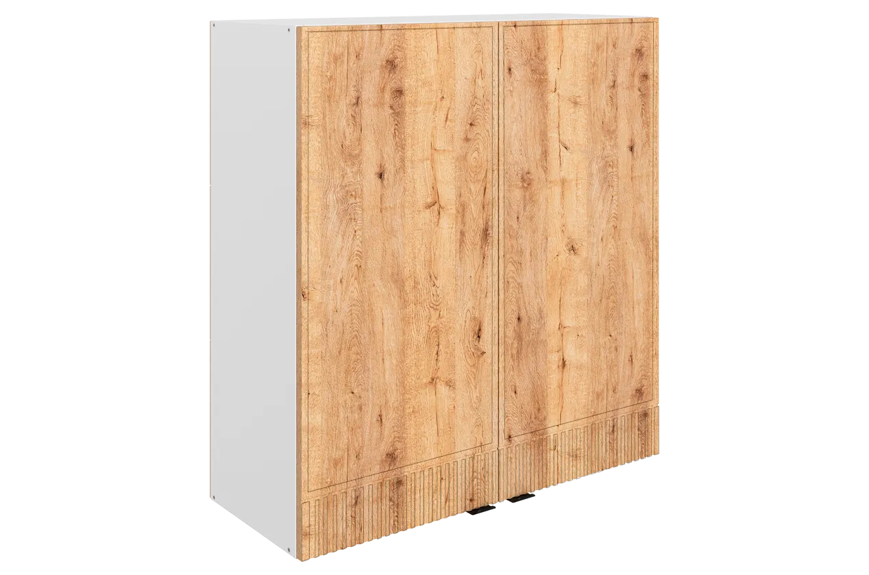 Бариста Шкаф навесной L800 Н900 (2 дв. гл.) (белый/дуб европейский матовый)