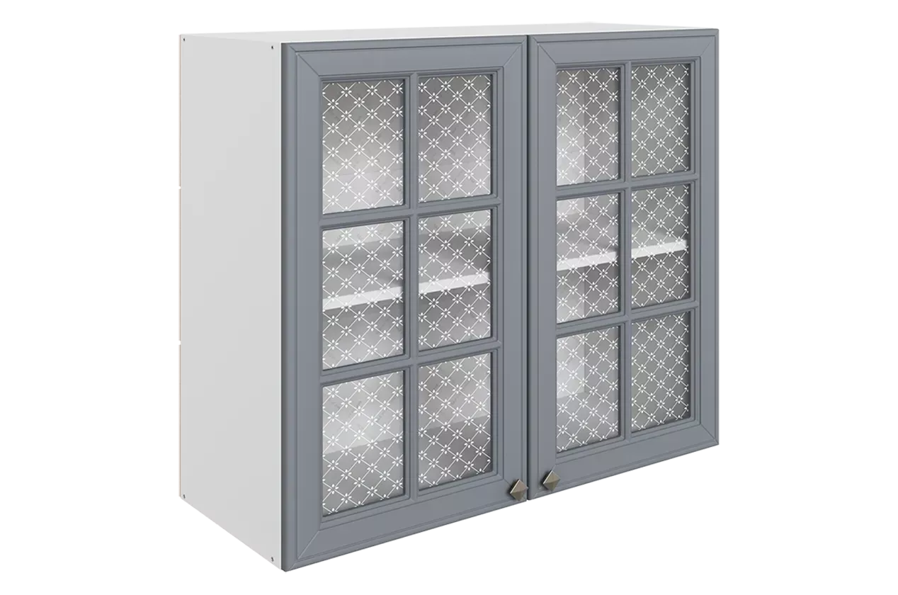 Мишель Шкаф навесной L800 Н720 (2 дв. реш.) (эмаль) (белый/серый)