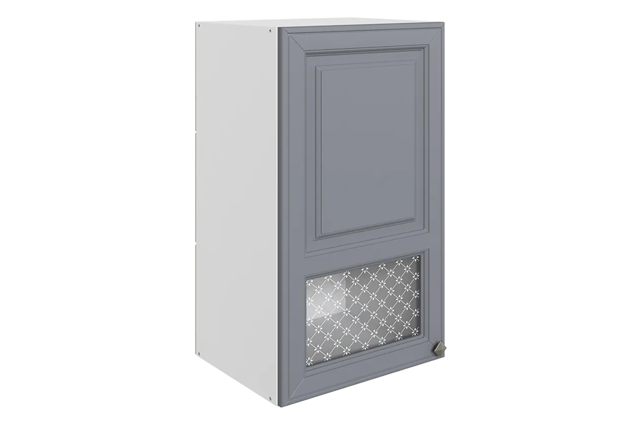 Мишель Шкаф навесной L400 Н720 (1 дв. окош.) (эмаль) (белый/серый)