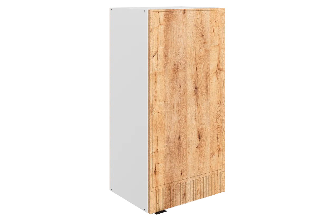 Бариста Шкаф навесной L400 Н900 (1 дв. гл.) (правый) (белый/дуб европейский матовый)