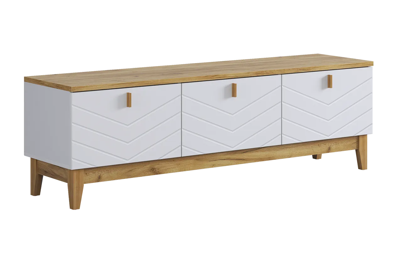 Тумба 2 Хюгге (белое дерево/дуб крафт золотой/белый матовый)