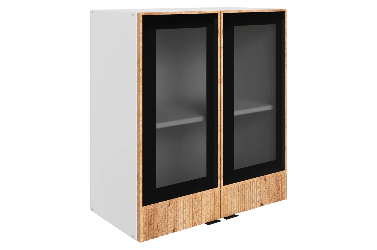 Бариста Шкаф навесной L600 Н720 (2 дв. рам.) (белый/дуб европейский матовый)