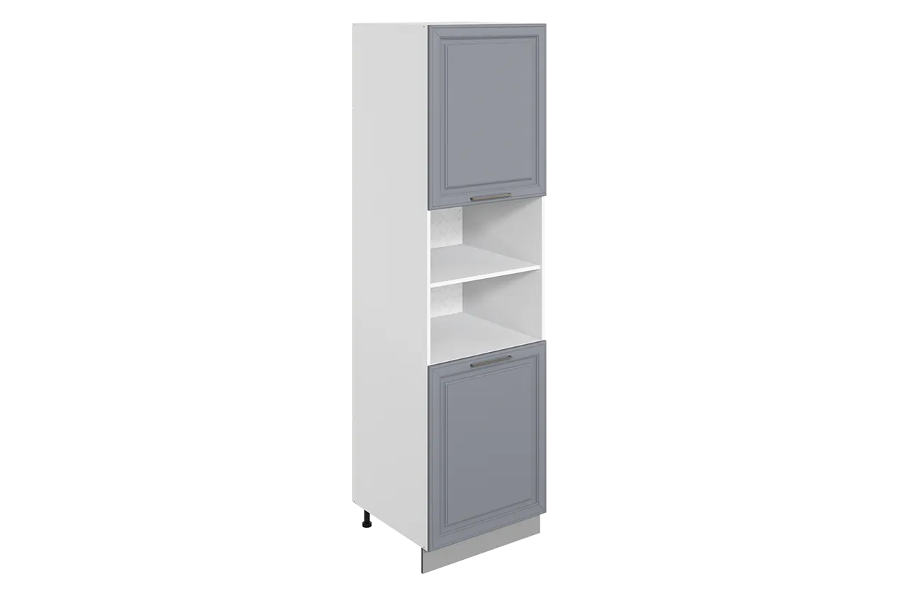 Мишель Шкаф-пенал L600 H2141 (2 дв. гл.) (эмаль) (белый/серый)