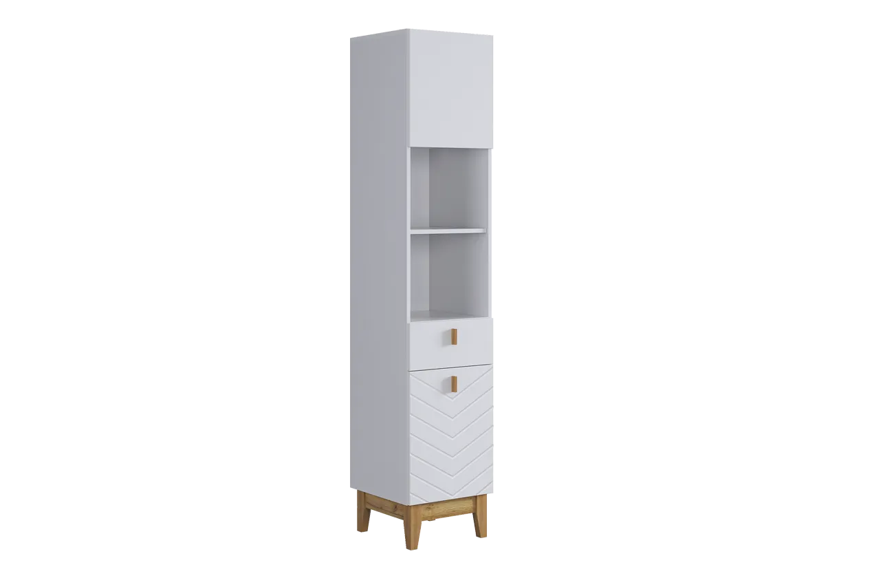 Стеллаж Хюгге (белое дерево/дуб крафт золотой/белый матовый)