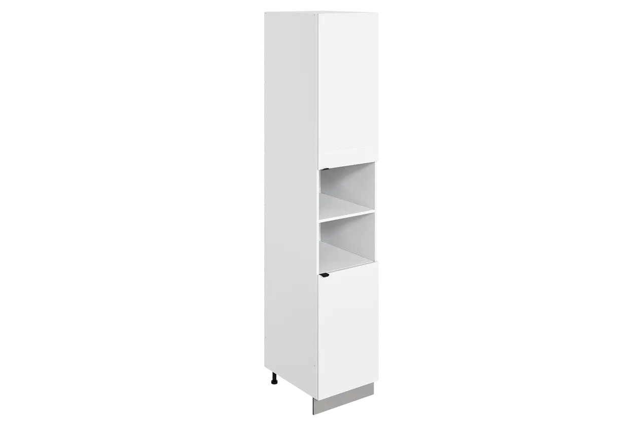 Бариста Шкаф-пенал L450 Н2321 (2 дв. гл.) (правый) (белый/милк матовый)