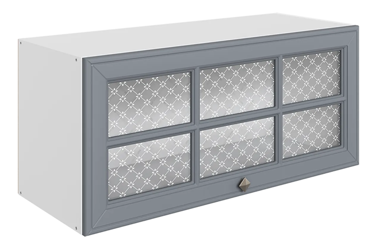 Мишель Шкаф навесной L800 Н360 (1 дв. реш.) (эмаль) (белый/серый)