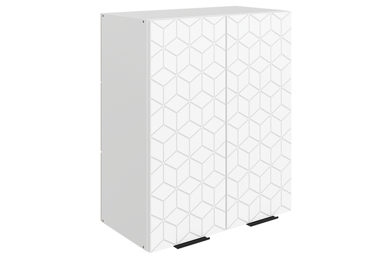 Стоун Шкаф навесной L600 Н720 (2 дв. гл.) с фрезеровкой (белый/джелато софттач)