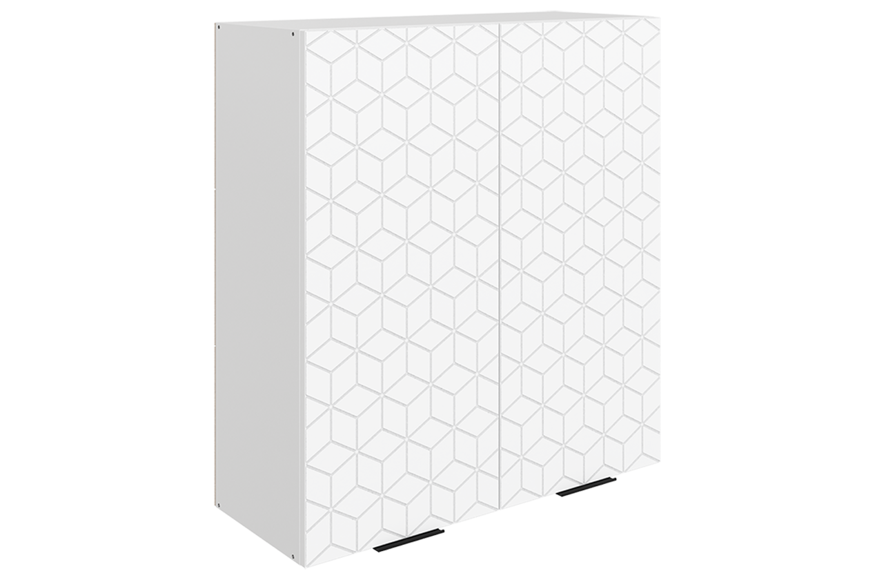 Стоун Шкаф навесной L800 Н900 (2 дв. гл.) с фрезеровкой (белый/джелато софттач)