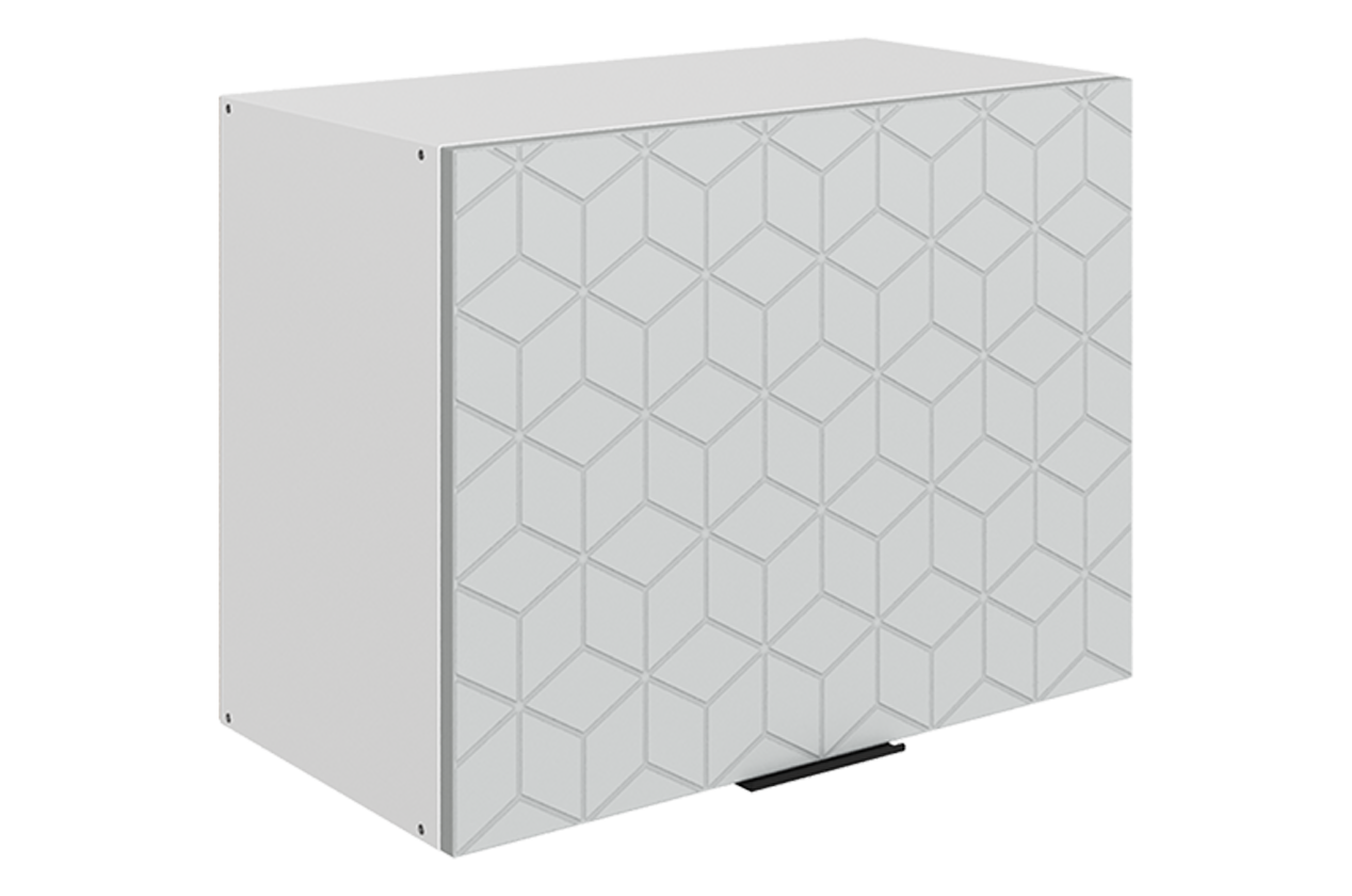 Стоун Шкаф навесной L600 Н450 (1 дв. гл. гориз.) с фрезеровкой (белый/лайт грей софттач)