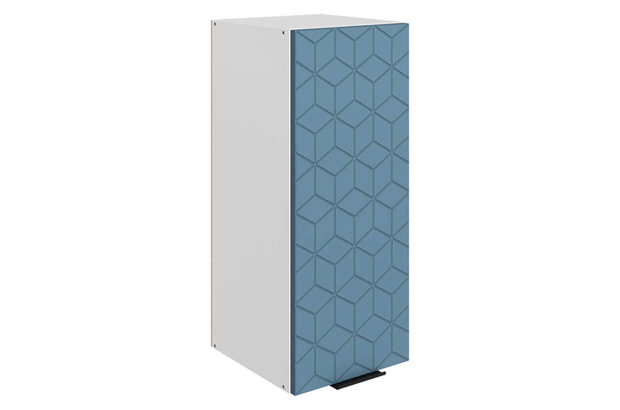 Стоун Шкаф навесной L300 Н720 (1 дв. гл.) с фрезеровкой (белый/изумруд софттач)