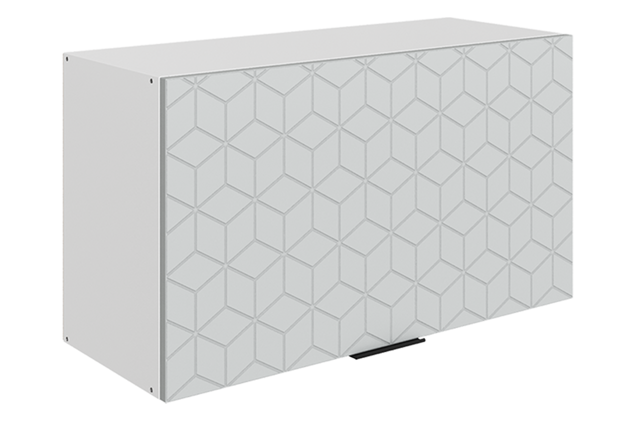 Стоун Шкаф навесной L800 Н450 (1 дв. гл. гориз.) с фрезеровкой (белый/лайт грей софттач)