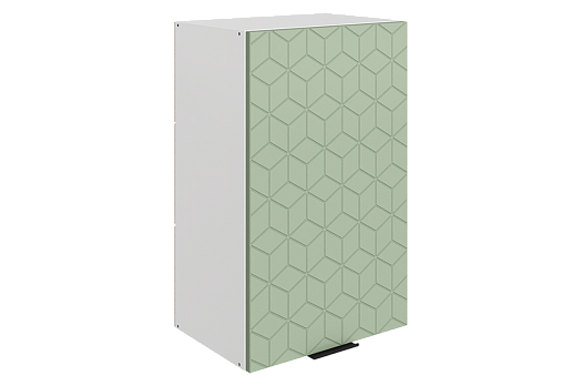 Стоун Шкаф навесной L450 Н720 (1 дв. гл.) с фрезеровкой (белый/полынь софттач)